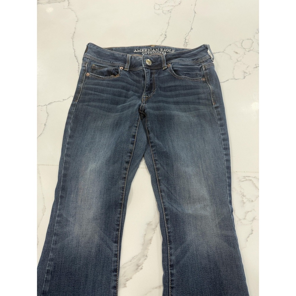 American Eagle Outfitters Jeans Womens 2 Short/28 Blue Kick Boot Stretch Denim